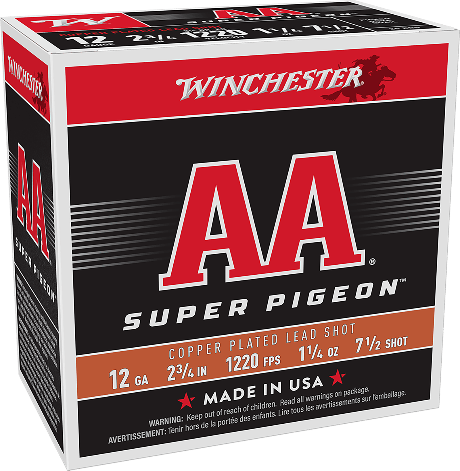 Winchester Ammo AA12SP7 AA Super Pigeon 12Gauge 2.75" 1 1/4oz 7.5Shot 25 Per Box/10 Case