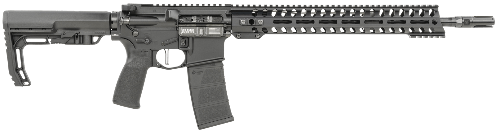 Patriot Ordnance Factory 01644 Minuteman Direct Impingement 5.56x45mm 30+1 16.50" Nitride Treated Threaded Barrel, Black Hard Coat Anodized Receiver, Synthetic 6 Position MFT Minimalist Stock