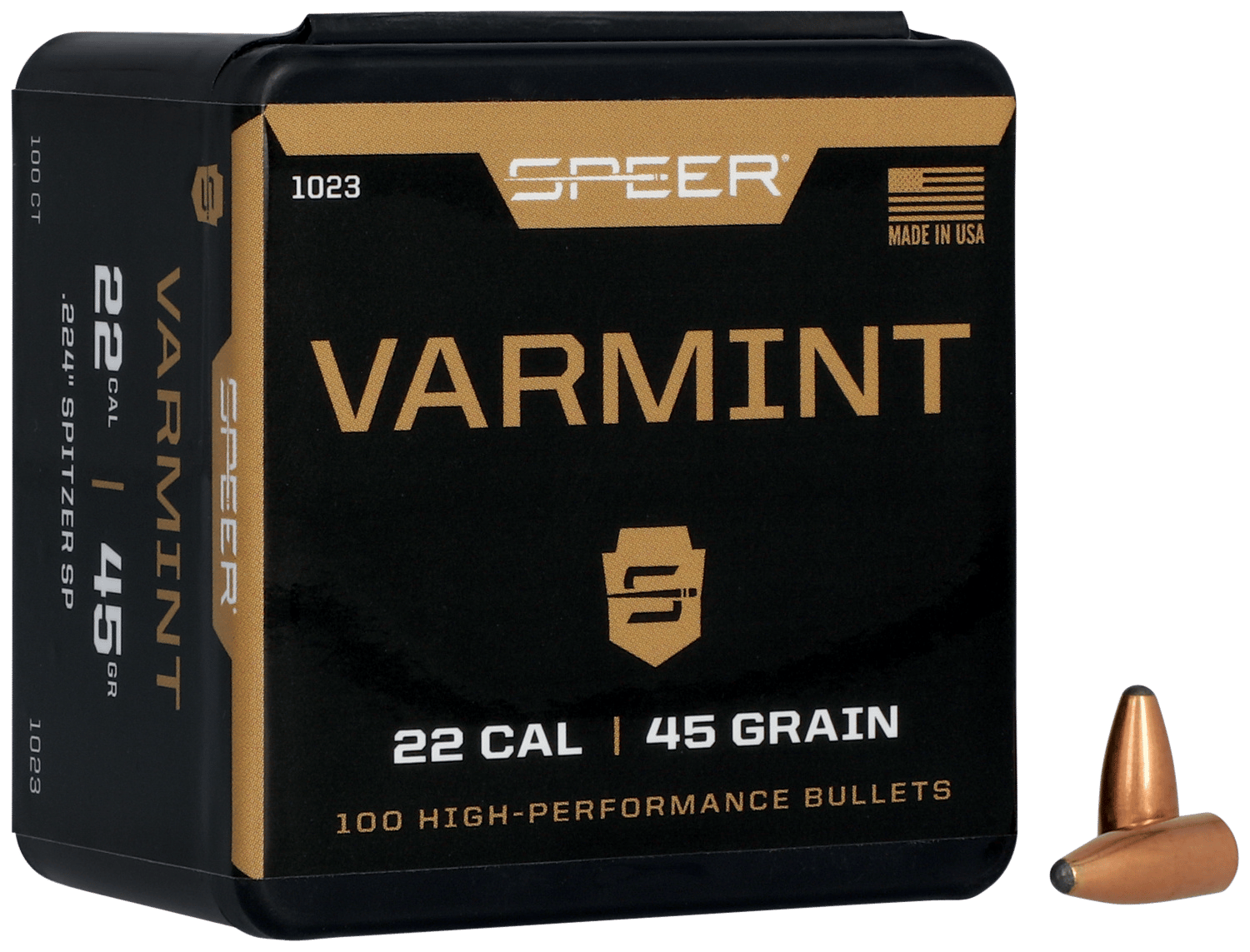 Speer 1023 Varmint  22Cal 45gr Jacketed Soft Point 100 Per Box/5 Case