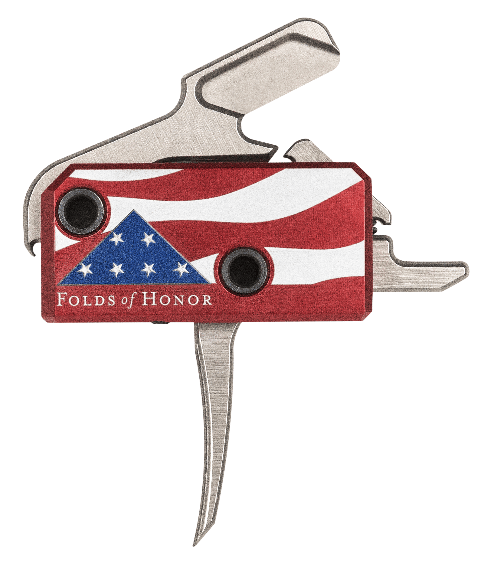 Rise Armament RA13FOLDSPT The Patriot High Performance Single-Stage Flat Trigger with 3.50 lbs Draw Weight & Silver/Red/White/Blue Finish for AR-Platform Right