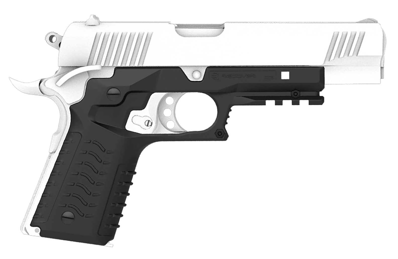 Recover Tactical CC3H-01 Grip & Rail System  Black Polymer Picatinny for Standard Frame 1911