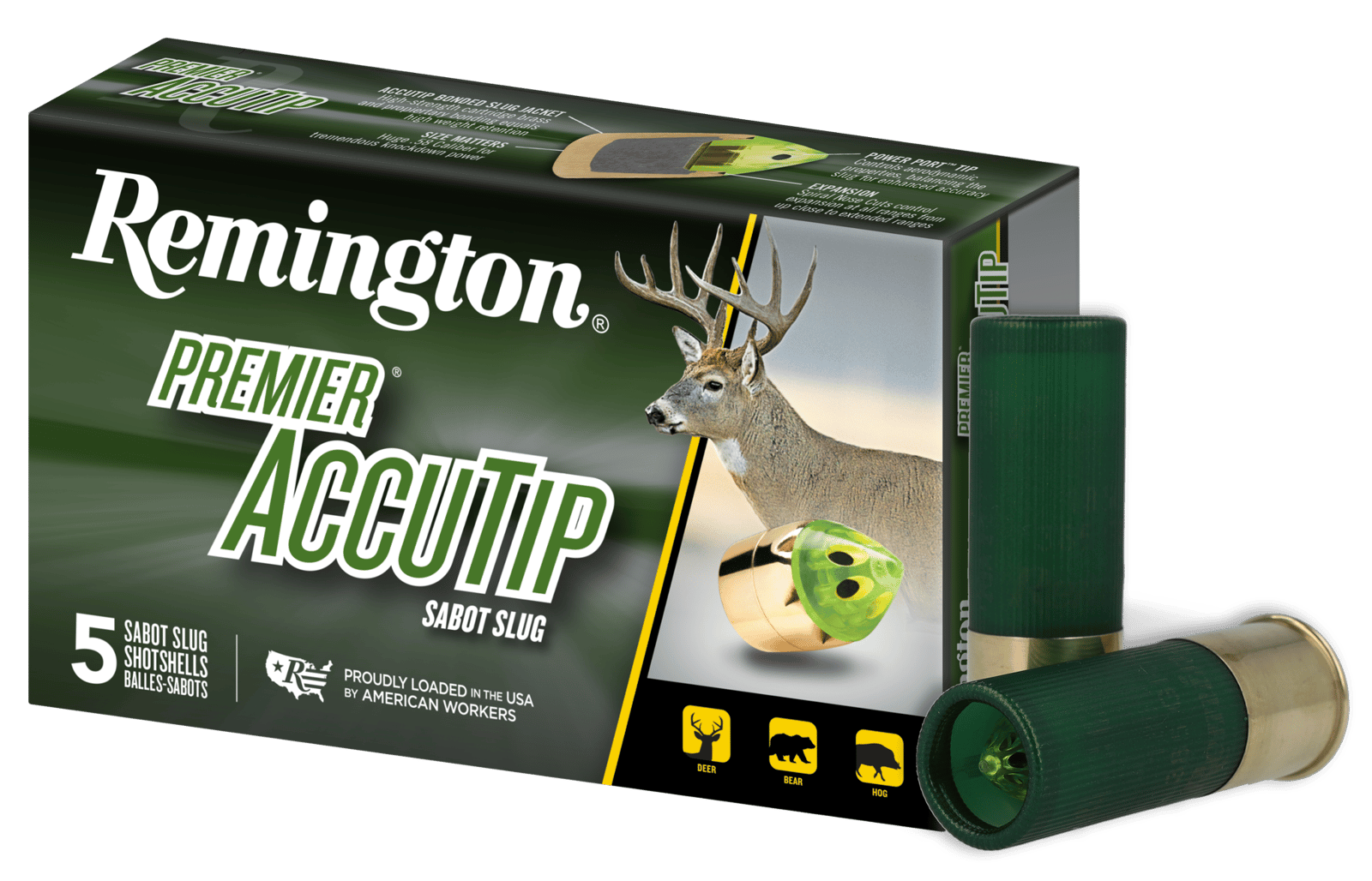 Remington Ammunition 20727 Premier AccuTip  12 Gauge 2.75" Sabot Slug Shot 5 Per Box/ 20 Cs