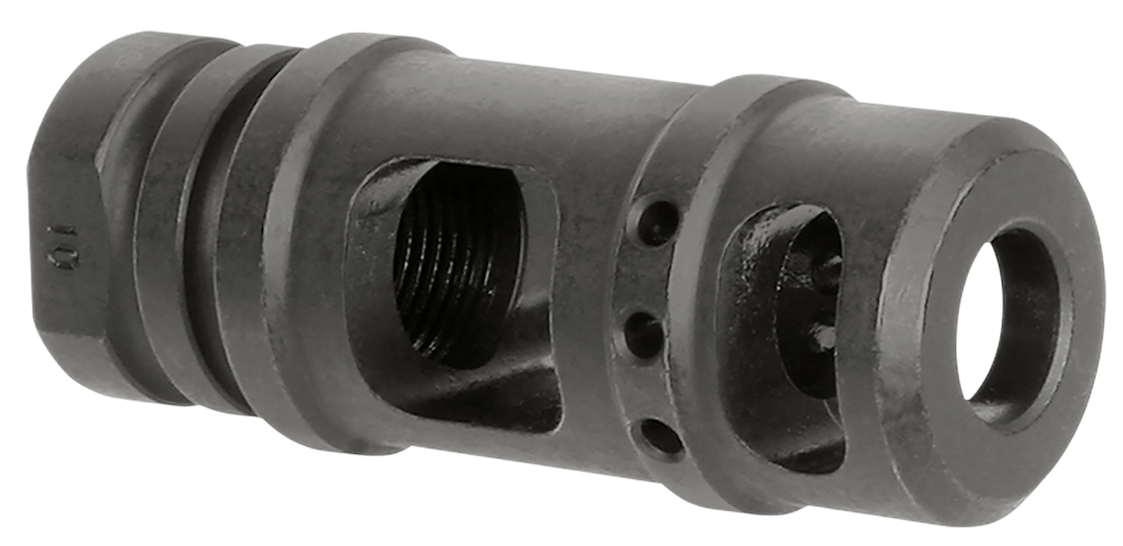 Midwest Industries MIMB10 Muzzle Brake 357 Mag 5/8"x24 Threads Black Steel 5" OAL .410" Diameter
