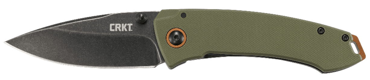 CRKT 2520 Tuna  3.22" Folding Plain Stonewashed 8Cr14MoV SS Blade Black/Green G10/SS Handle Includes Pocket Clip