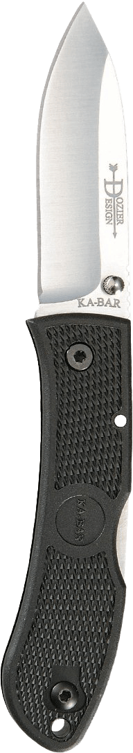 Ka-Bar 4062 Dozier Hunter 3" Folding Drop Point Plain AUS-8A SS Blade, Black Zytel Handle, Includes Pocket Clip