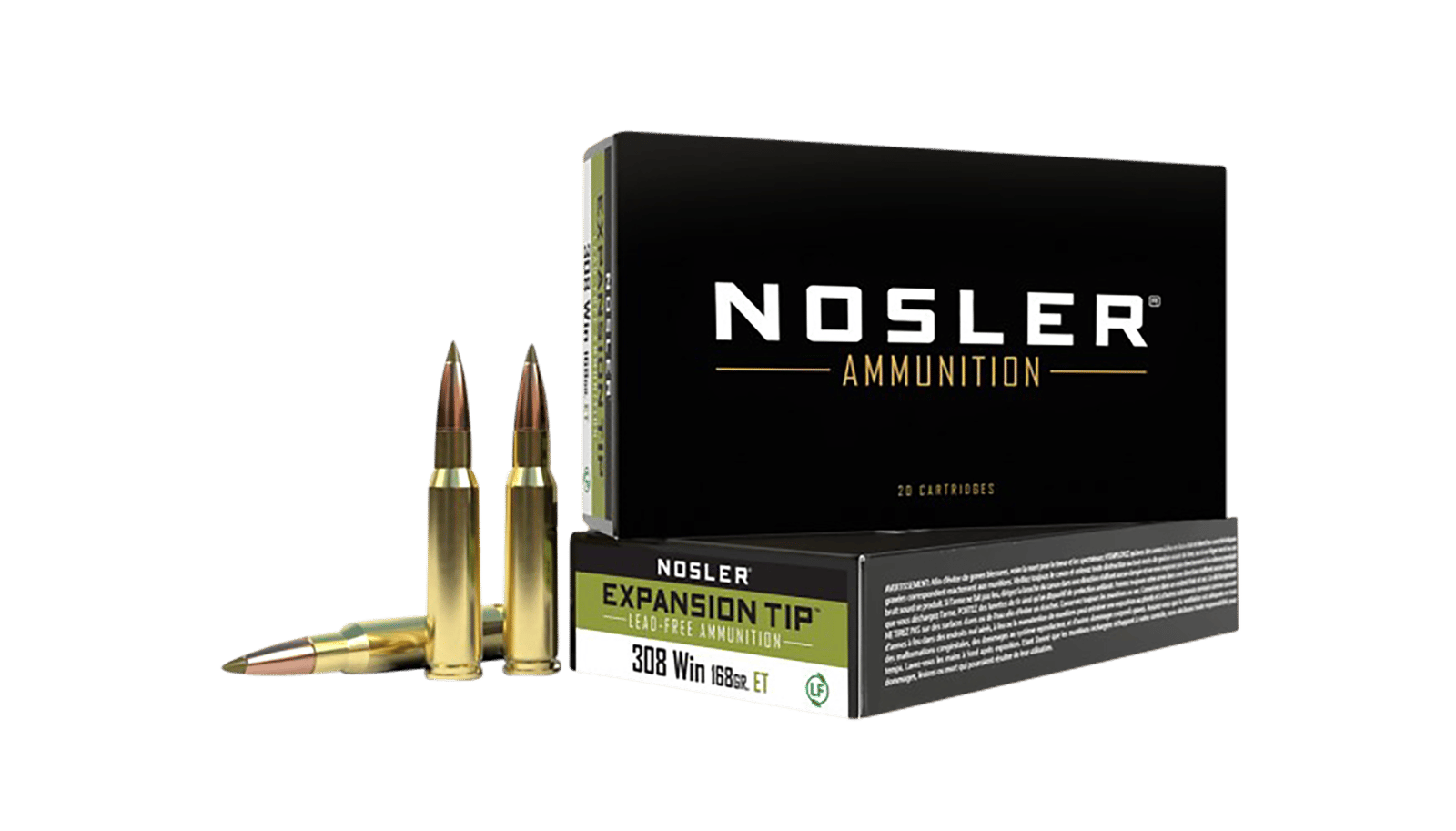 Nosler 40035 E-Tip  308Win 168gr E Tip Lead Free 20 Per Box/10 Case