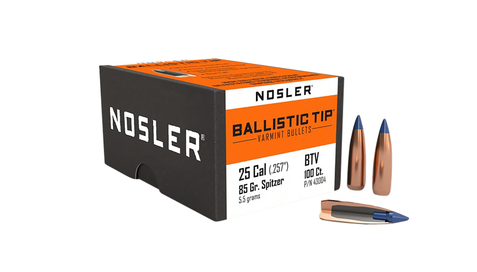 Nosler 43004 Ballistic Tip  25Cal 85gr Spitzer Point 100/Box