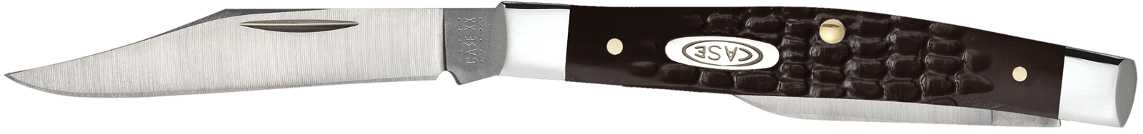 Case 00083 Pen Small 2"/1.47" Folding Clip/Pen Plain As-Ground Stainless Steel Blade Brown Jigged Synthetic Handle