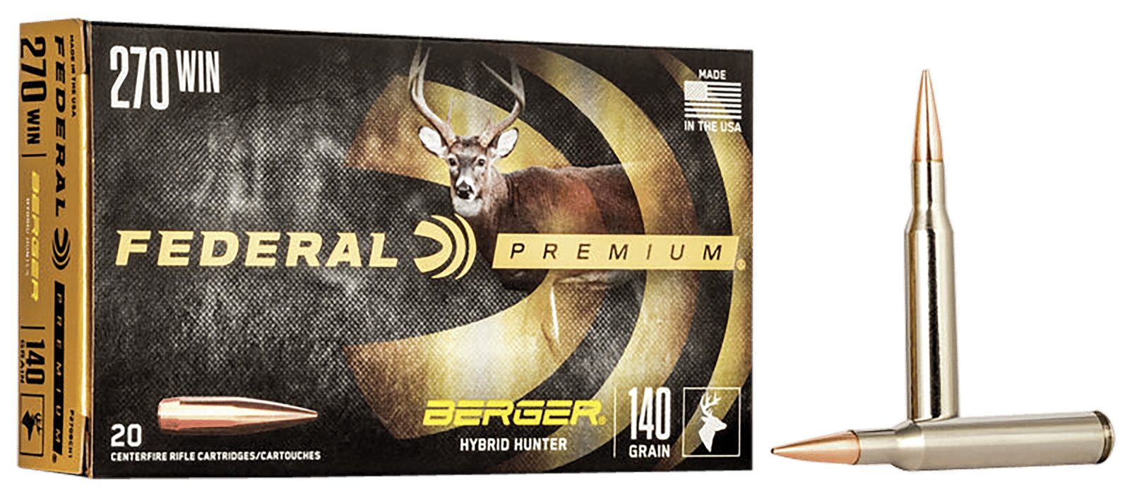 Federal P270BCH1 Premium  270Win 140gr Berger Hybrid Hunter 20 Per Box/10 Case