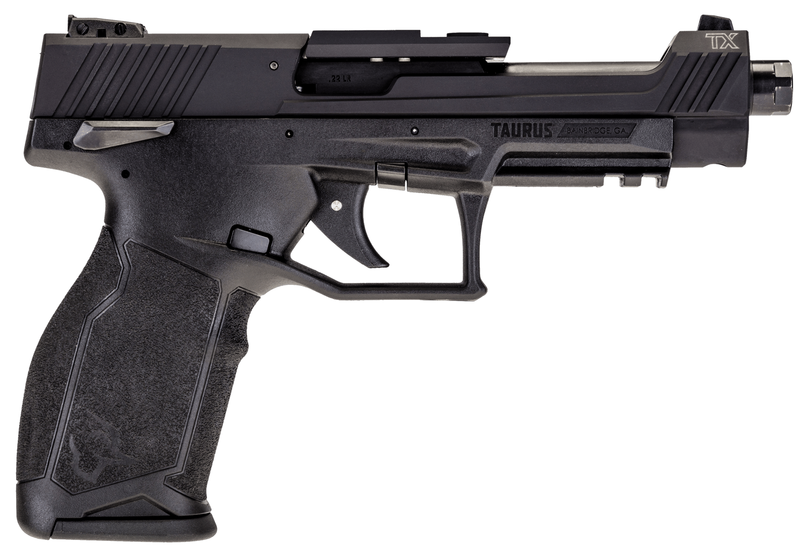 Taurus 1TX22C151 TX22 Competition 22 LR 16+1 5.25" Overall Black Steel/Threaded Barrel, Hard Coat Anodized Aluminum/Optic Cut/Serrated Slide & Polymer Frame w/Picatinny Rail w/Polymer Grips