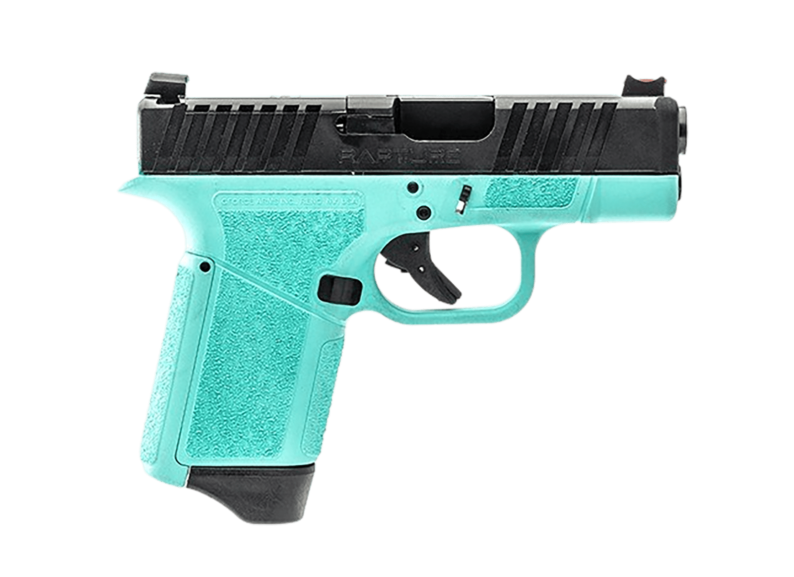 Gforce Arms GF932512RB Rapture  Sub-Compact Frame 9mm Luger 12+1 3.25" Black Barrel, Black Cerakote Steel Optic Cut/Serrated Slide, Robin Egg Blue Cerakote Polymer Frame, Shield RMSc/RMR Footprint
