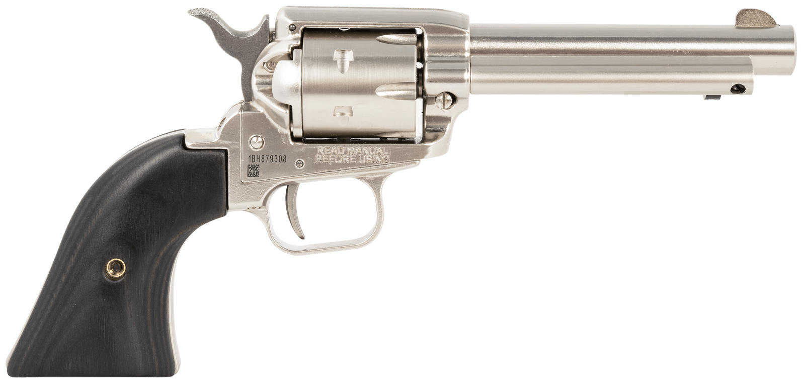 Heritage Mfg RR22NI4BW Rough Rider  22 LR 6 Shot, 4.75" Black Nitride Steel Barrel, Black Nitride Zinc Alloy Frame, Black Cylinder, Black Laminate Grip, Manual Safety, Exposed Hammer