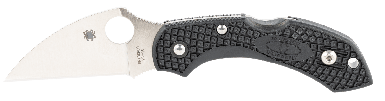 Spyderco C28FPWCBK2 Dragonfly 2 Lightweight 2.28" Folding Wharncliffe Plain VG-10 SS Blade Black Bi-Directional Texturing FRN Handle Includes Pocket Clip