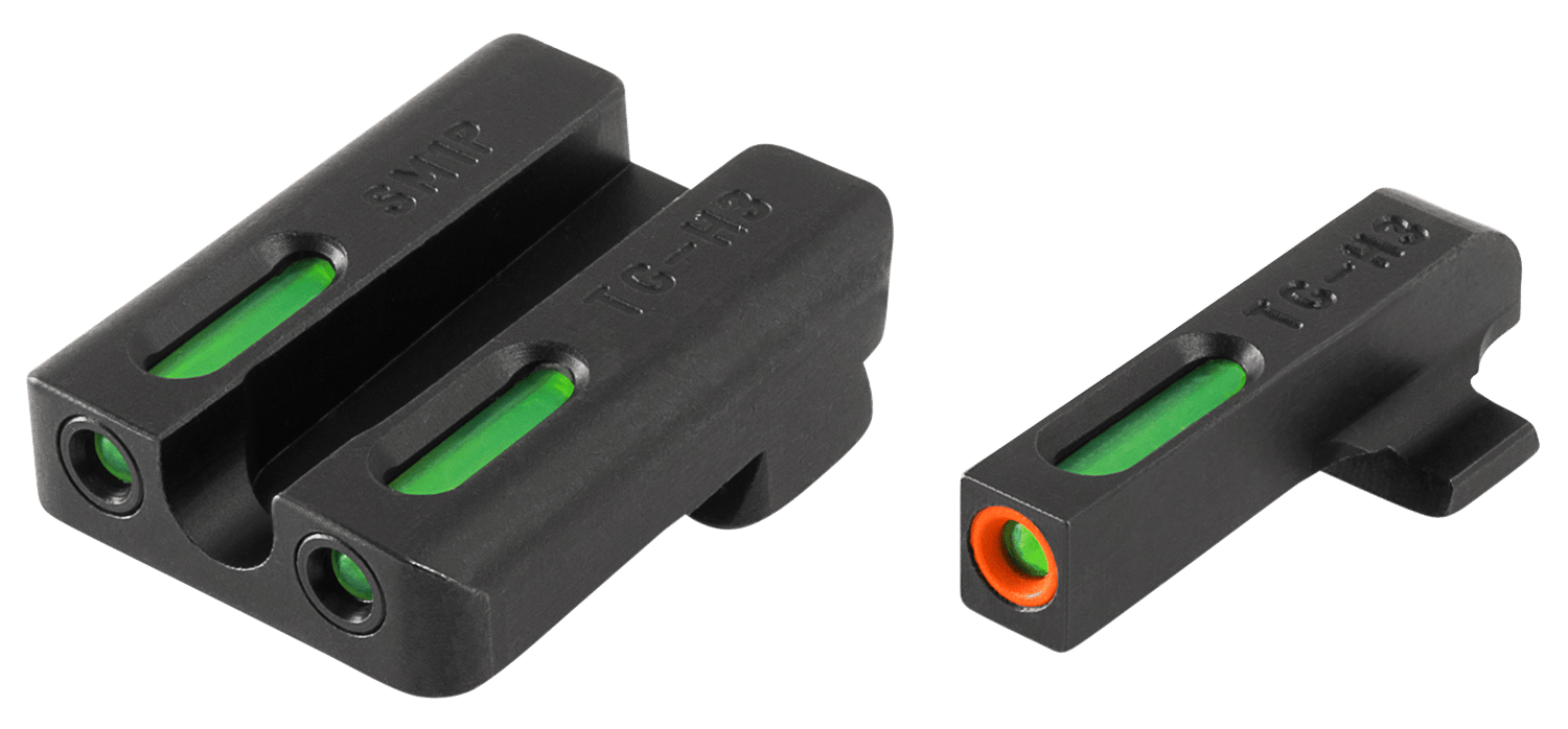 TruGlo TG13SM1PC TFX Pro  Black | Green Tritium & Fiber Optic Orange Outline Front Sight Green Tritium & Fiber Optic Rear Sight