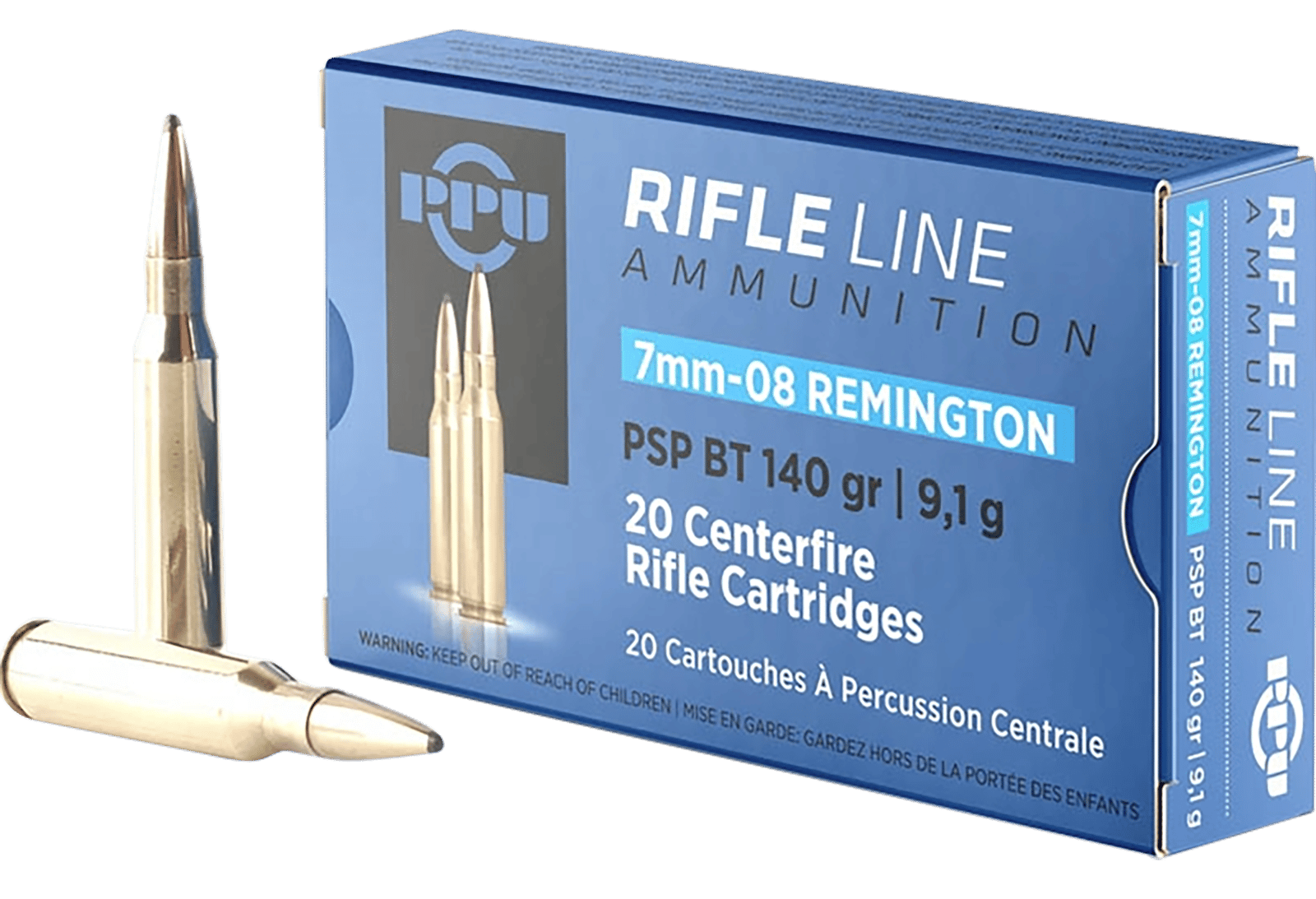 PPU PP708 Metric Rifle  7mm-08Rem 140gr Pointed Soft Point Boat Tail 20 Per Box/10 Case