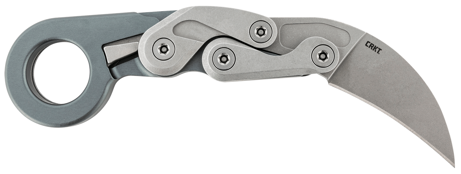 CRKT 4045 Provoke  Compact 2.26" Folding Hawkbill Plain Stonewashed D2 Steel Blade, Stonewashed Aluminum Handle, Includes Pocket Clip