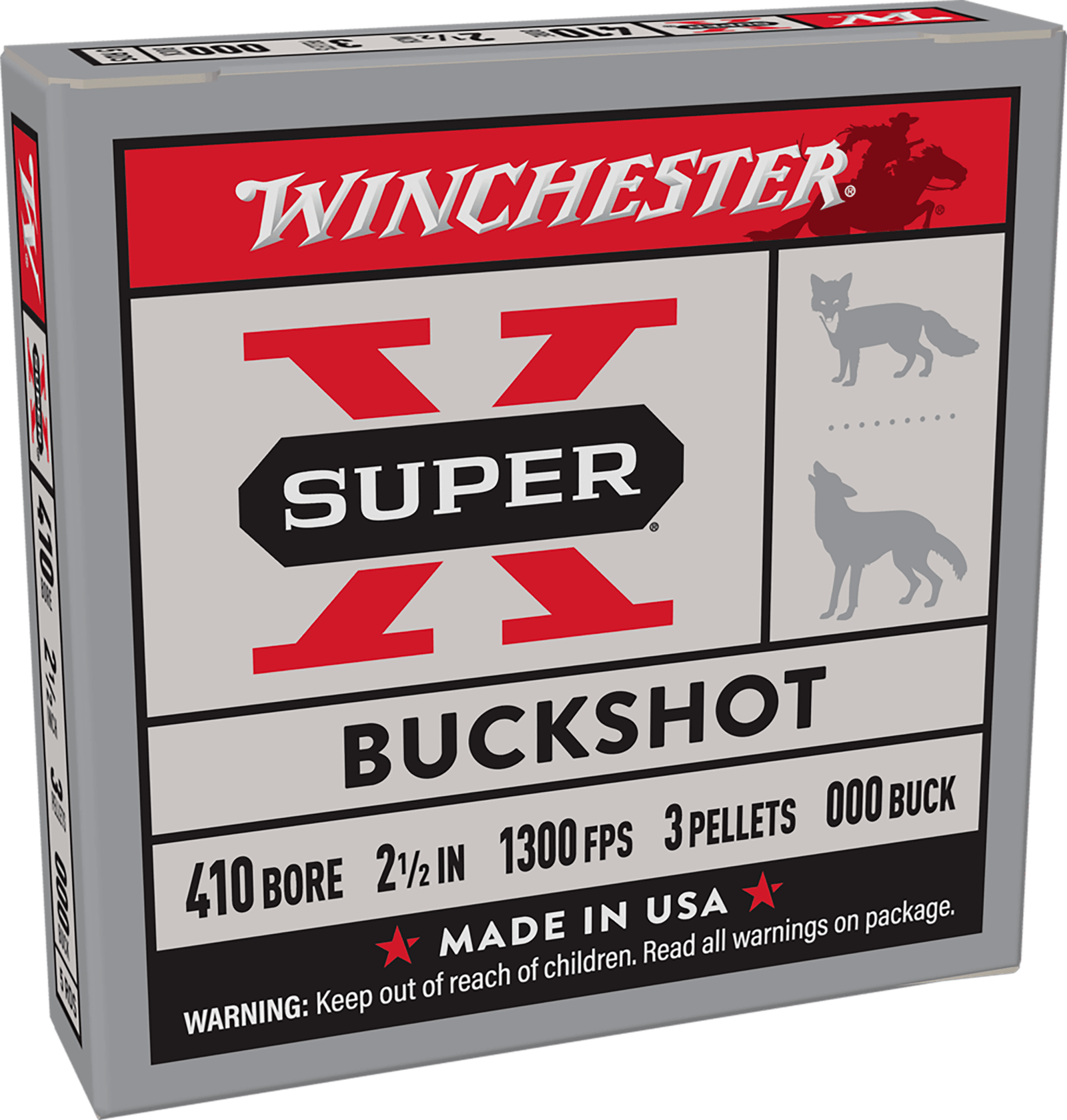 Winchester Ammo XB41000 Super X  410Gauge 2.50" 3Pellets 000Buck Shot 5 Per Box/50 Case