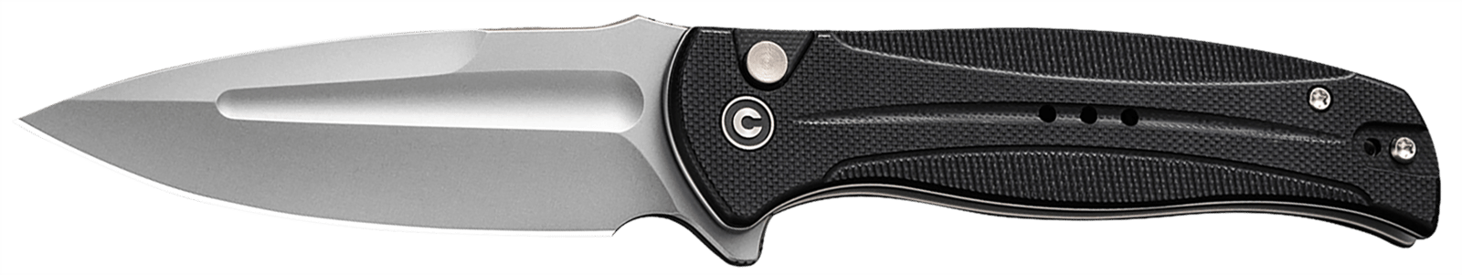Civivi Knives C23053-3 Incindie  3.48" Folding Spear Point Plain Stonewashed 14C28N Steel Blade, Black Textured G10 Handle