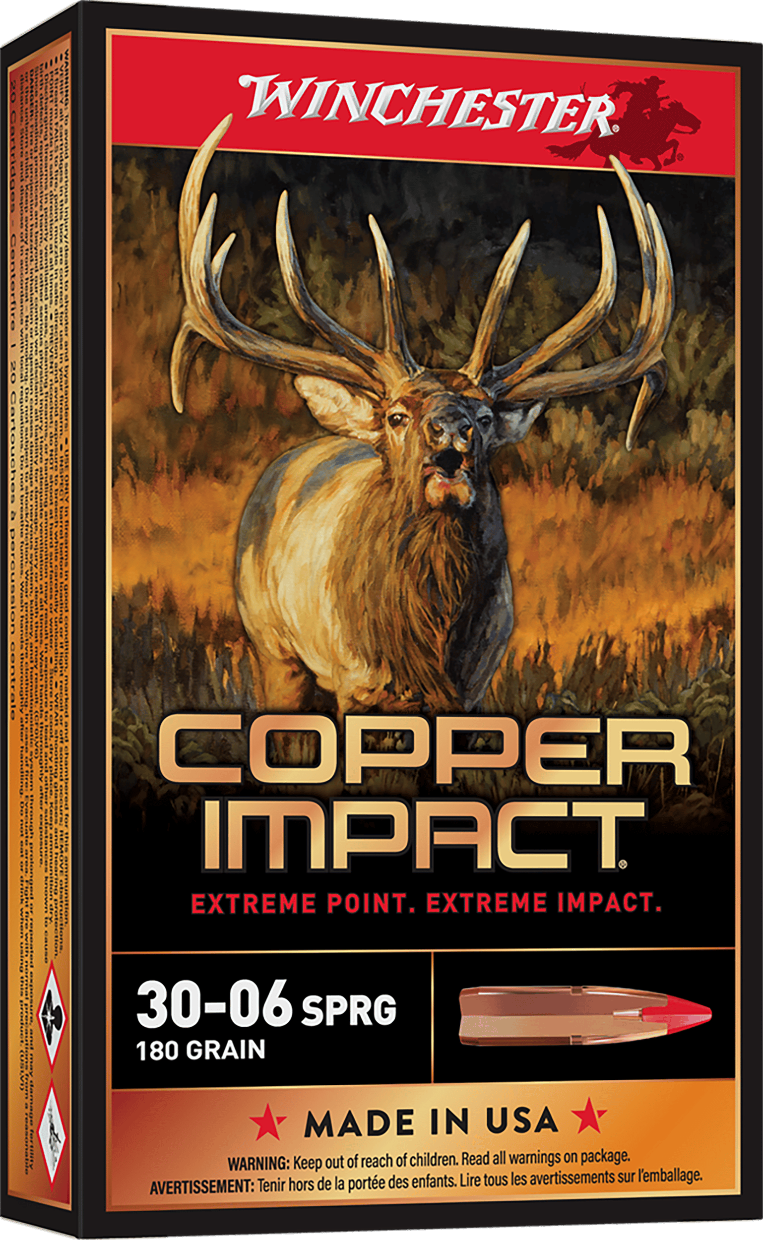 Winchester Ammo X3006CLF2 Copper Impact  30-06Springfield 180gr Copper Extreme Point Lead Free 20 Per Box/10 Case