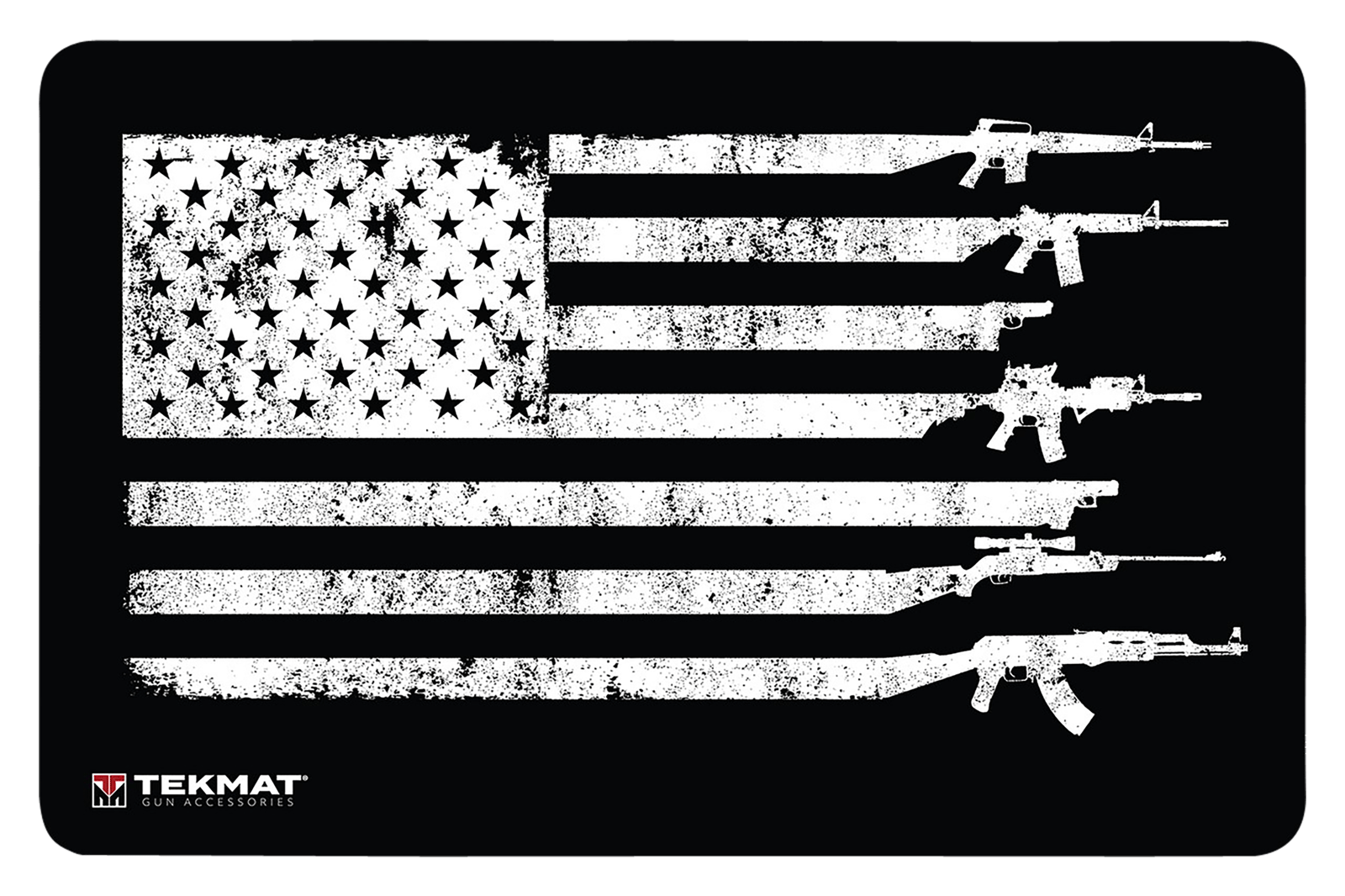 TekMat TEK42GFUSA USA Gun Flag Door Mat Black/White Rubber 25"x42"