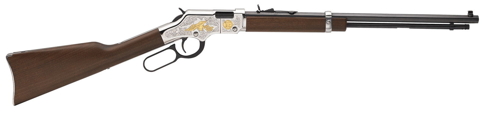 Henry H004SAT Golden Boy 2nd Amendment Tribute 22 Short,Long,LR 16 LR/21 Short 20" Nickel Plated American Walnut Right Hand