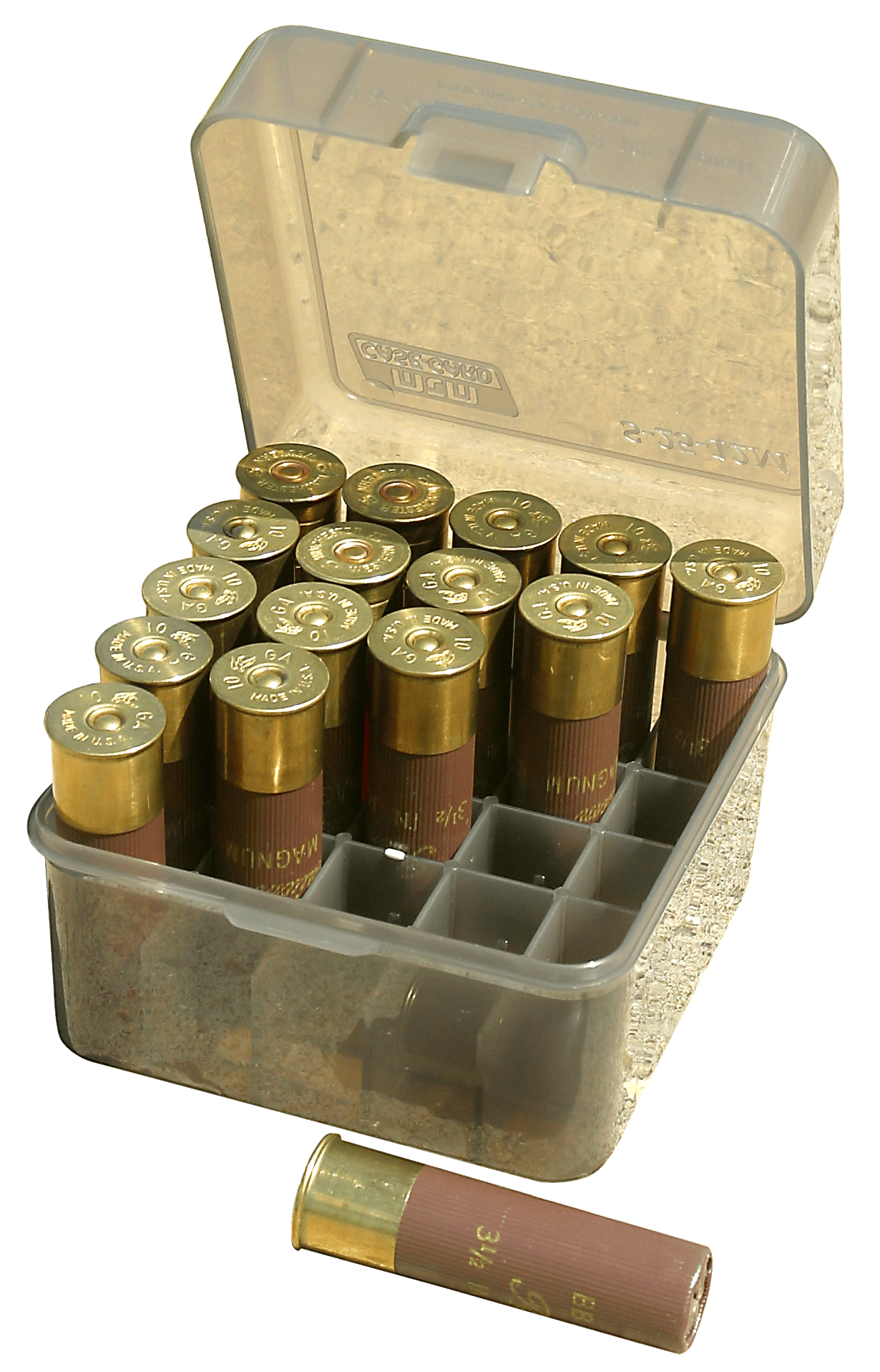 MTM Case-Gard S2512M41 Shotshell Box Flip-Top Multi Gauge Shotgun Clear Smoke Polypropylene 25rd