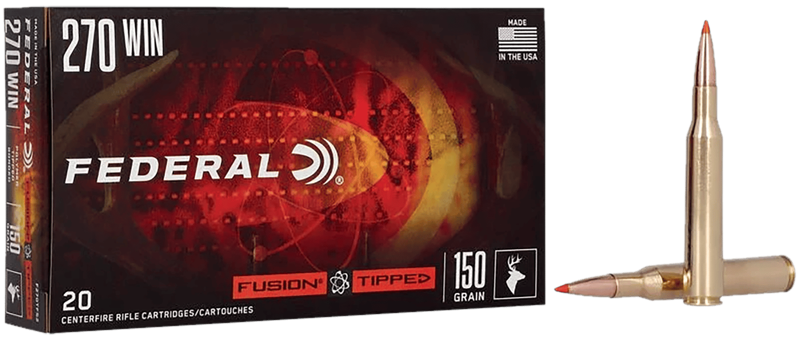 Federal F270TFS2   270Win 150gr Fusion Tipped 20 Per Box/10 Case