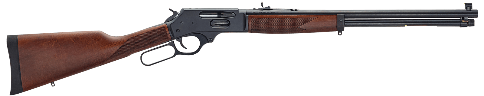Henry H009G-360BH Side Gate  Full Size 360 Buckhammer 5+1 20" Blued Stainless Steel Barrel, Blued Drilled & Tapped Stainless Steel Receiver, Fixed American Walnut Stock, Right Hand