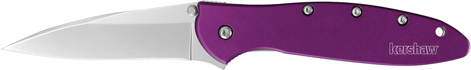 Kershaw 1660PUR Leek  3" Folding Drop Point Plain Bead Blasted 14C28N Steel Blade Purple Anodized Aluminum Handle Includes Pocket Clip