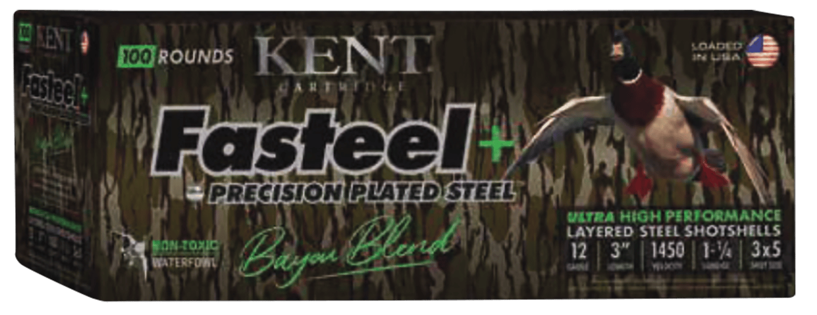 Kent Cartridge CC123FSP363X5 Fasteel + Precision Steel Sports South Exclusive 12 Gauge 3" 1 1/4 oz 3x5 Shot 100 Per Box/2 Cs