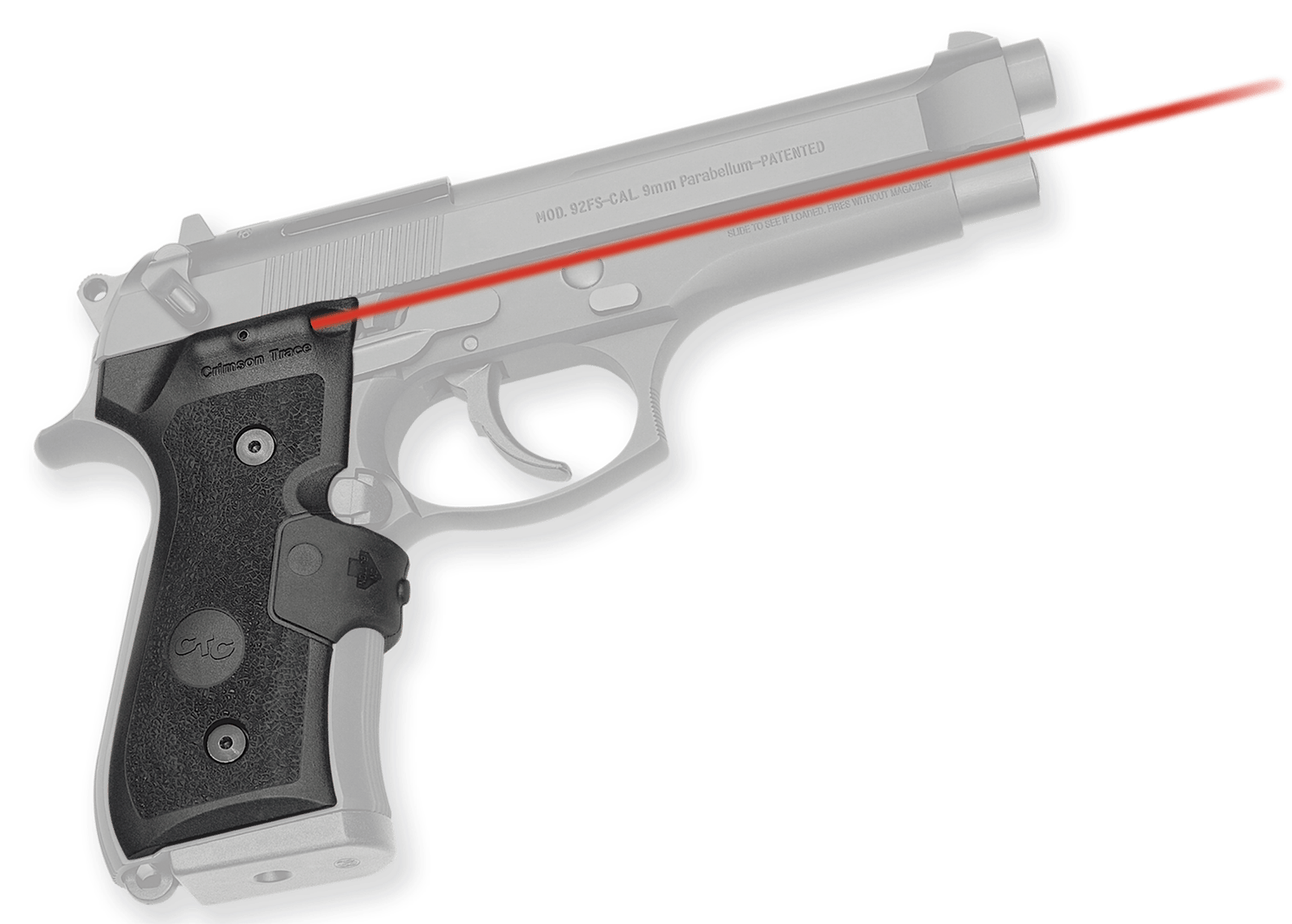 Crimson Trace 0119201 Lasergrips  Mil-Spec Fits Beretta 92/96/M9, Red Laser Black Polymer