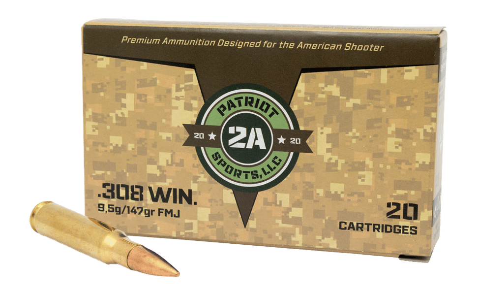 PATRIOT SPORTS LLC P308147F   308 Win 147gr Full Metal Jacket 20 Per Box/50 Case