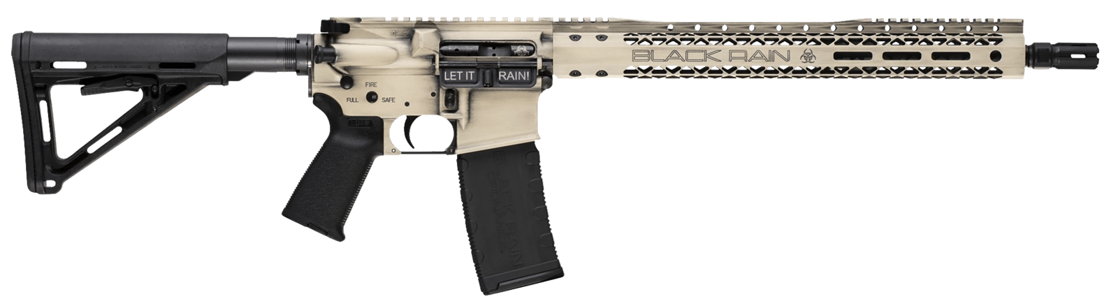 Black Rain Ordnance BROWTPLSB Spec 15+ We The People 5.56x45mm NATO 30+1 16", Light Sand Battleworn with Deep Engraving, 15" Slim M-LOK, Magpul Grip/Carbine Stock, Castle Flash Hider