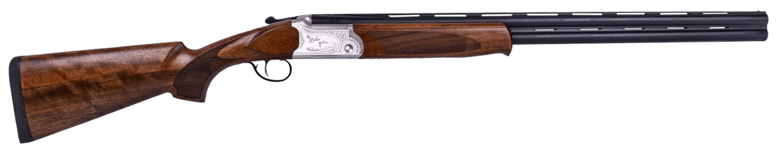ATI ATIGKOF12SVE30 Cavalry SVE 12 Gauge 3" 2rd 30" Blued O/U Barrel, Silver Engraved Metal Finish, Oiled Turkish Walnut Stock, Ejector, 5 Chokes