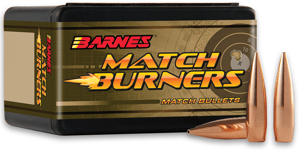 Barnes Bullets 32050 Match Burners  22Cal 77gr Match Burners Boat Tail 100 Per Box/10 Case