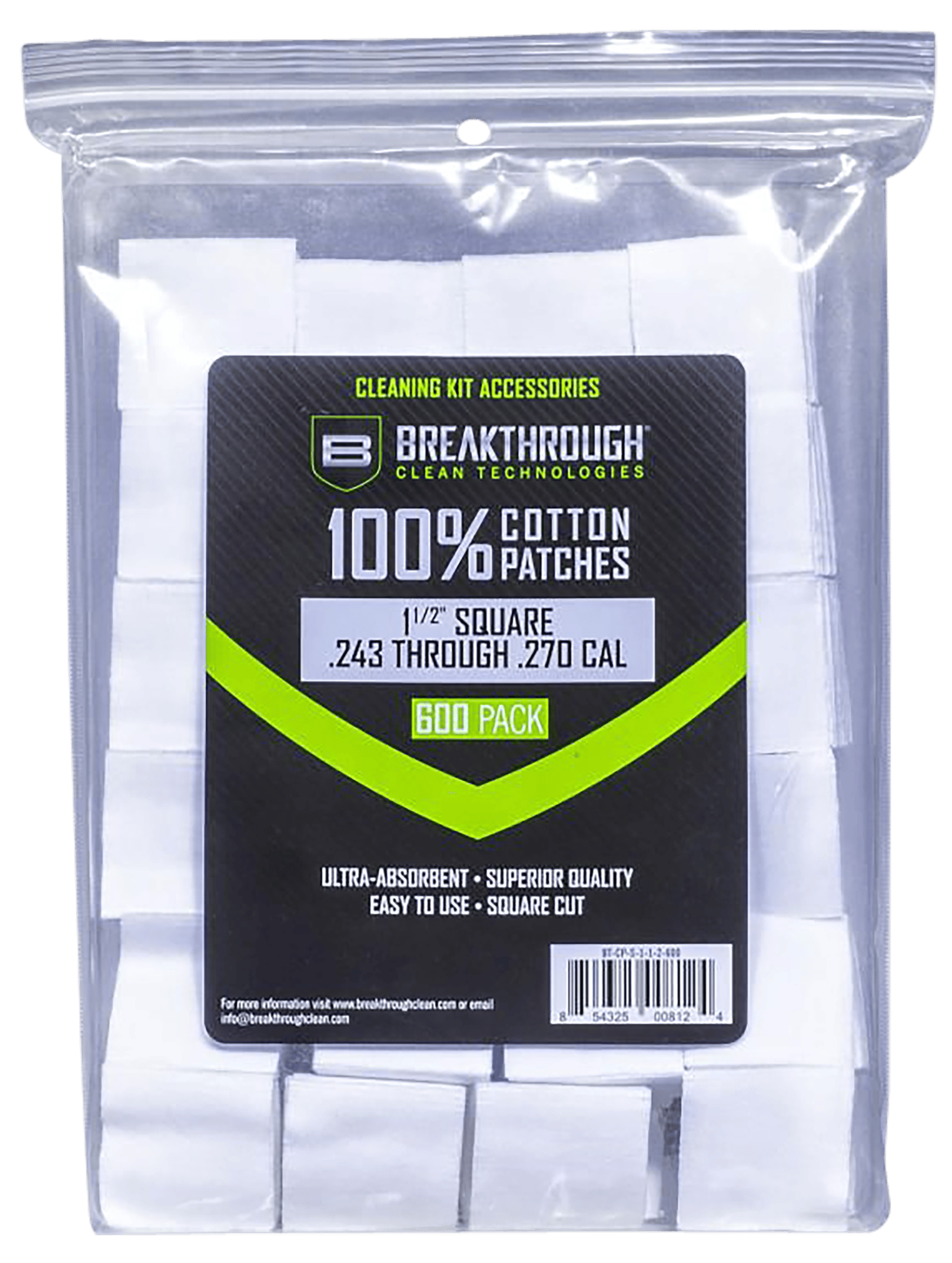 Breakthrough Clean BTCPS112600 Square Patches 243/270 Cal 600 pieces