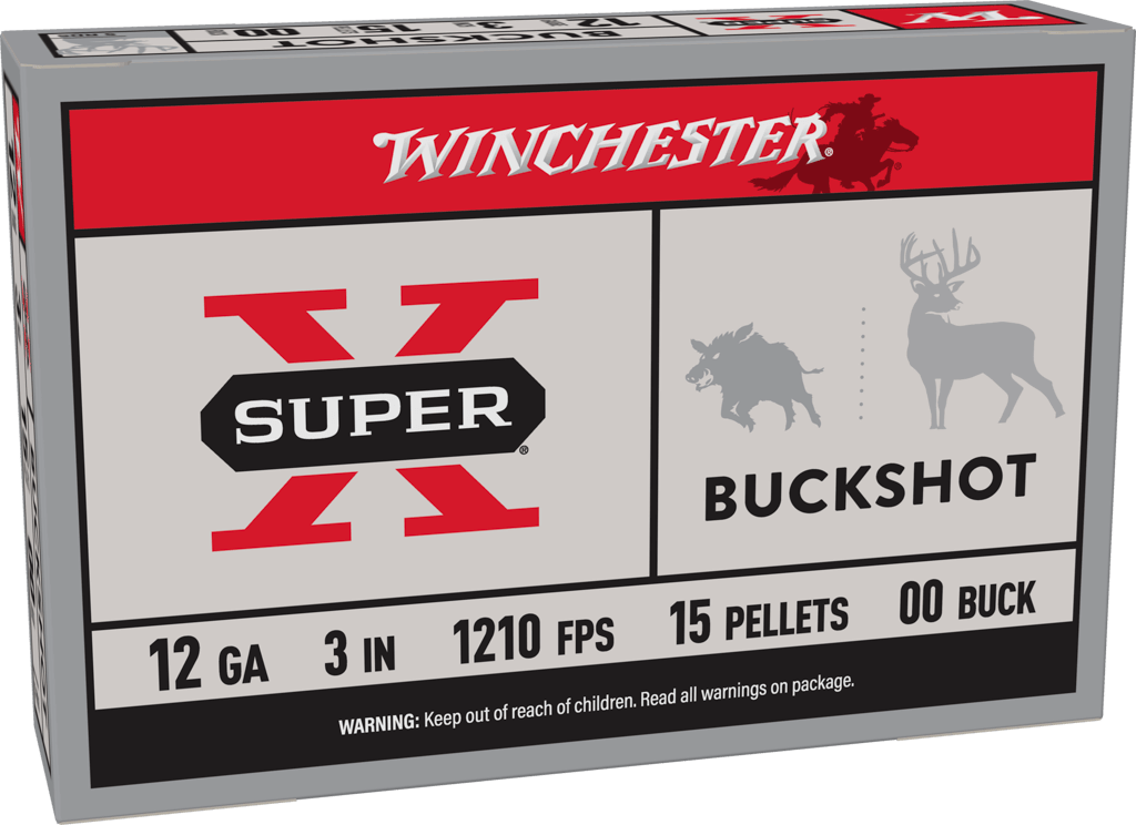 Winchester Ammo XB12300 Super X  12Gauge 3" 15Pellets 00Buck Shot 5 Per Box/50 Case