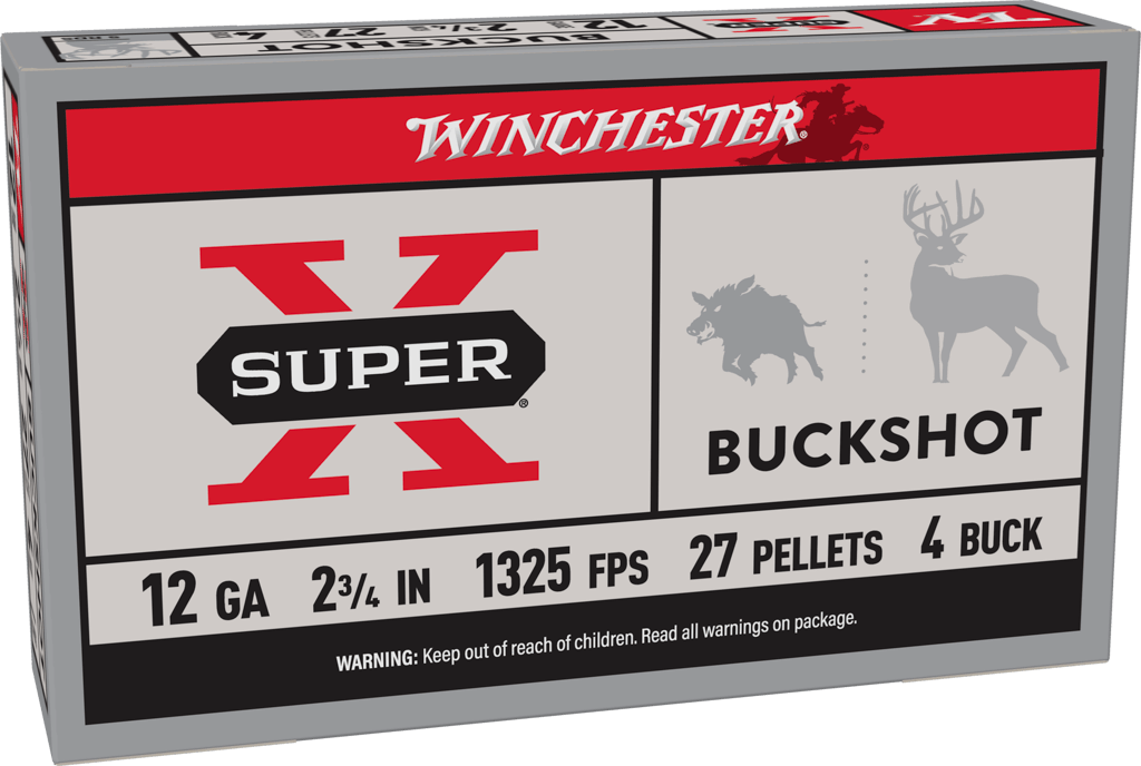 Winchester Ammo XB124 Super X  12Gauge 2.75" 27Pellets 4Buck Shot 5 Per Box/50 Case