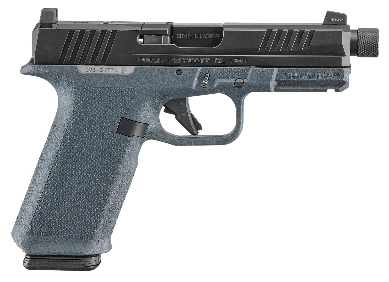 Ruger 19447 RXM  9mm Luger 17+1 4.50" Black FNC Nitride Alloy Steel Threaded Barrel & Optic Ready/Serrated Slide, Stealth Gray Polymer Frame w/Accessory Rail, Textured Grip, RMR/RMSc/DeltaPoint Pro Fo