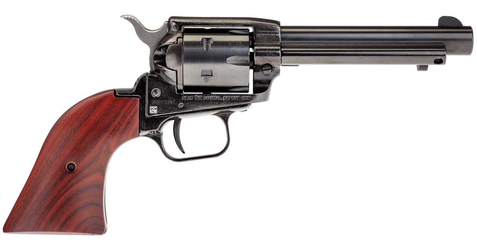 Heritage Mfg RR22B4 Rough Rider  22 LR 6 Shot, 4.75" Black Steel Barrel, Black Zinc Alloy Frame, Black Cylinder Cocobolo Grip, Hammer/Thumb Safety, Exposed Hammer
