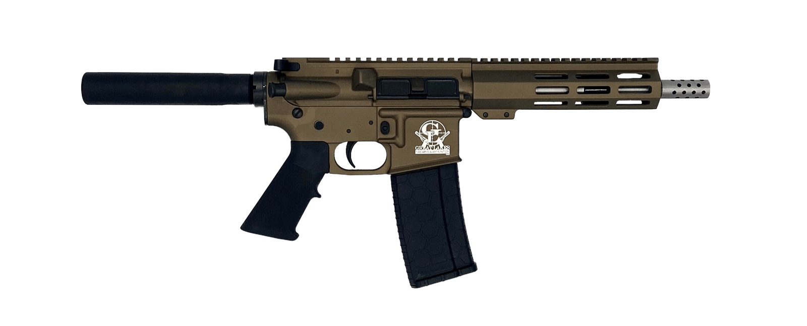 Great Lakes Firearms GL15223SSPBRZ AR-15 Pistol 223 Wylde 30+1 7.50" Stainless Barrel, Bronze Rec, 7" M-LOK Handguard, Buffer Tube (No Brace), Black A2 Grip