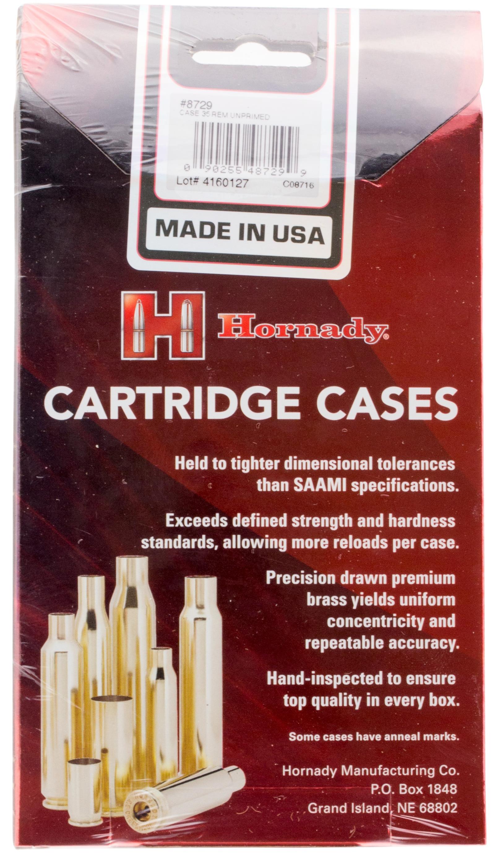 Hornady 8729 Unprimed Cases Cartridge 35 Rem Rifle Brass