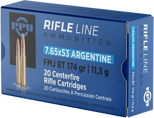 PPU 7.65X53 ARGENTINE MAUSER 174GR FMJ 20RD 10BX/CS