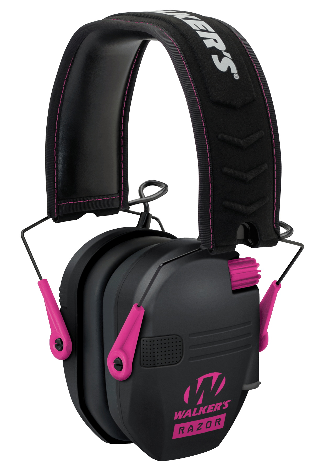 Walker's GWPRSEMPNK Razor Slim Electronic Muff 23 dB Over the Head Black Polymer w/Pink Accents