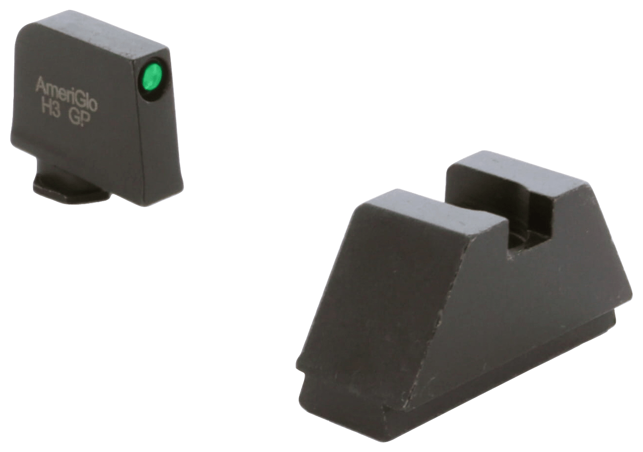 AmeriGlo GL810 Optic Compatible Sight Set for Glock  2XL Tall Green Tritium Black Outline Front Sight-Black Rear Sight