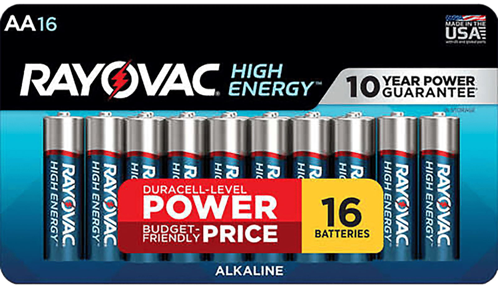 Rayovac 81516LT03 AA HIGH ENERGY Alkaline Batteries  Silver/Blue 1.5 Volts 2,700 mAh (16) Single Pack