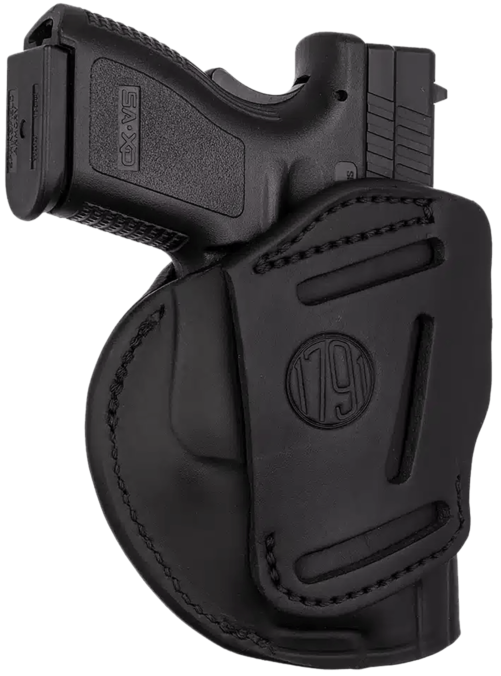 1791 Gunleather 4WH5SBLL 4-Way  IWB/OWB 05 Stealth Black Leather Belt Clip Fits S&W M&P/Springfield XD/Glock 17/HK VP9 Left Hand