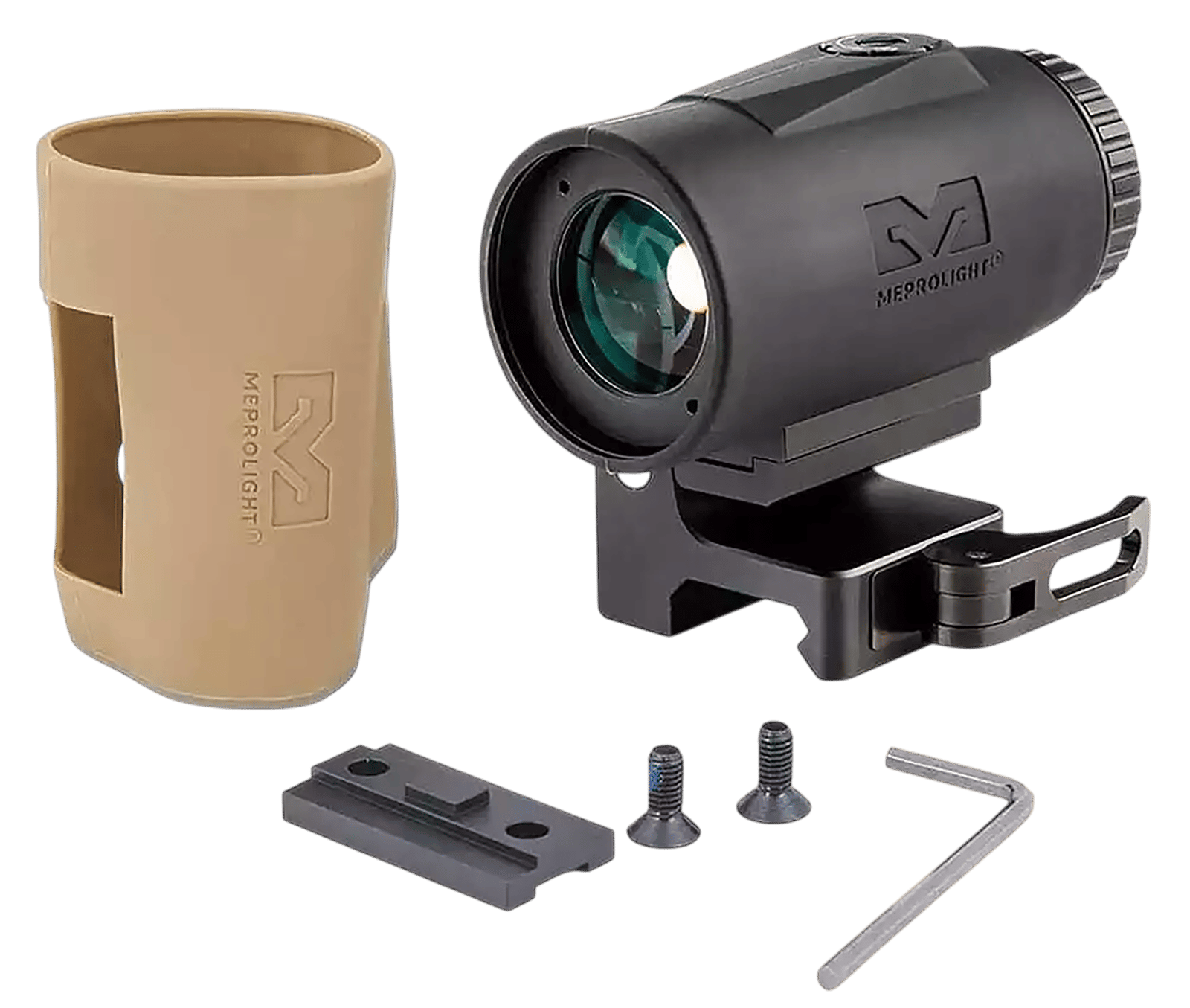 Meprolight USA 8016000200 MMX4 Micro Magnifier Black 4x24mm Picatinny Rail Mount, Includes Side Flip Mount