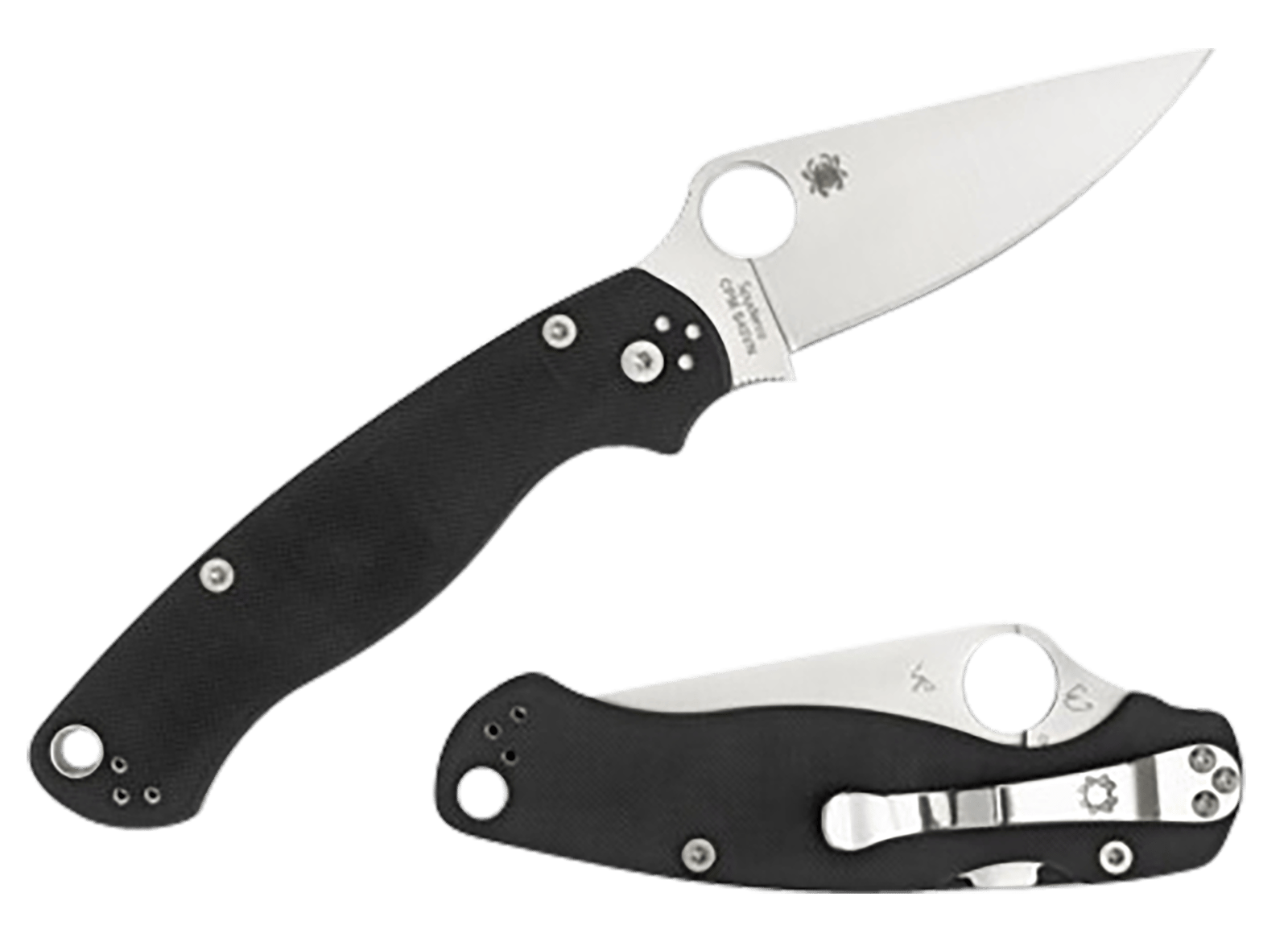Spyderco C81GPLE2 Para Military 2  3.42" Folding Plain Satin CPM S45VN SS Blade Black Textured G10 Handle Left Hand Includes Pocket Clip