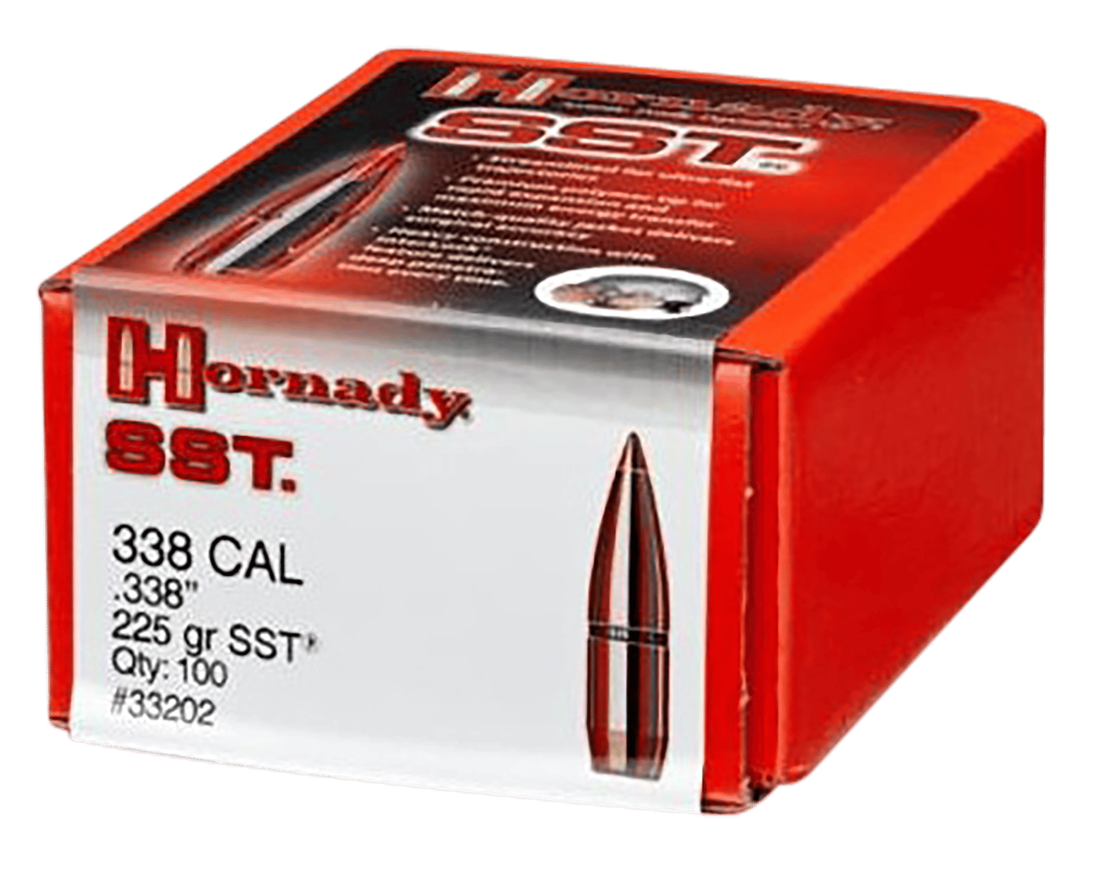 Hornady 33202 SST  338 Cal .338 225 gr Super Shock Tip 100 Per Box/ 15 Case